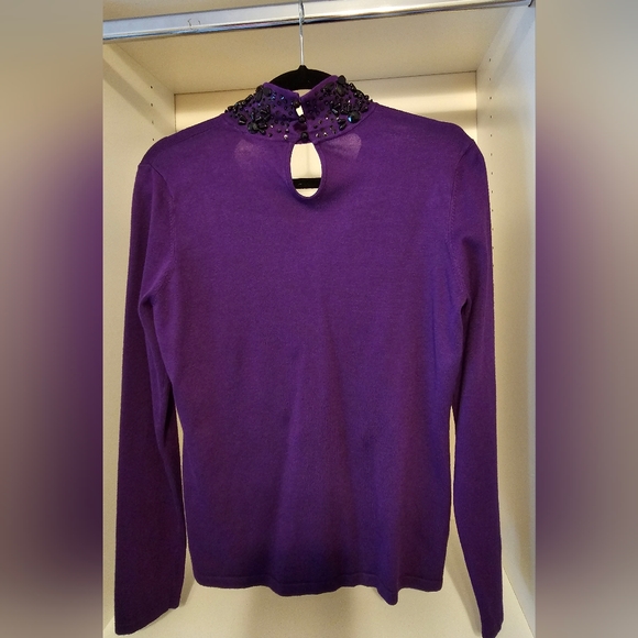 Brand new with tags Cyrus purple sweater with beaded neck large - Picture 2 of 4
